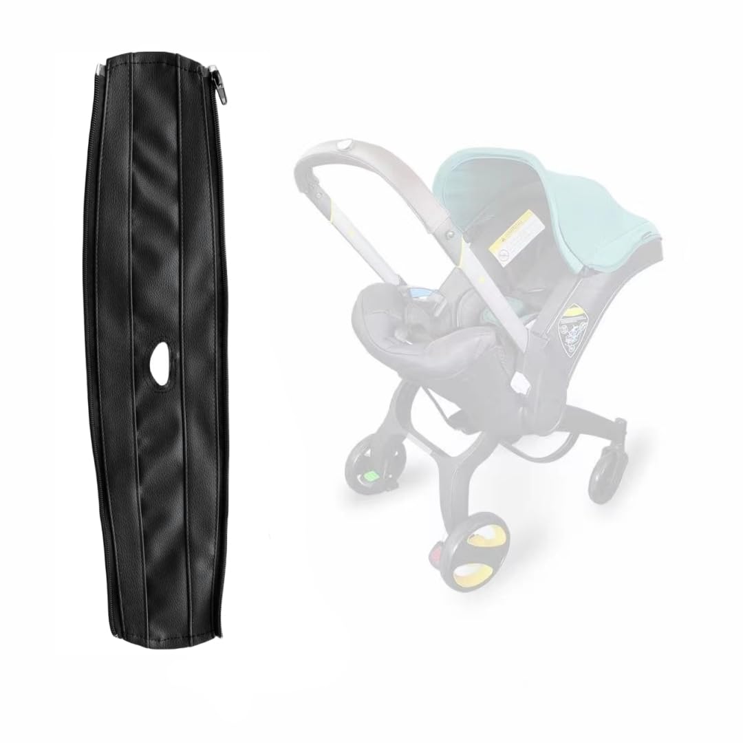 Funda de Piel Sintética MINILUJIA Negro para Manubrio con Cierre Extraíble Compatible con Asiento de Coche y Cochecitos Doona