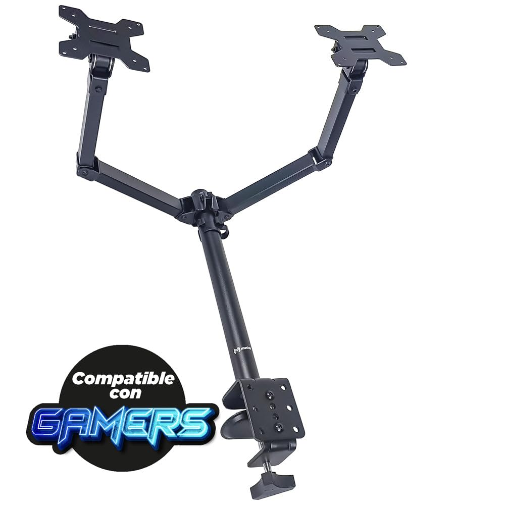Soporte de Escritorio Master Negro con Doble Brazo Articulable para Dos Monitores