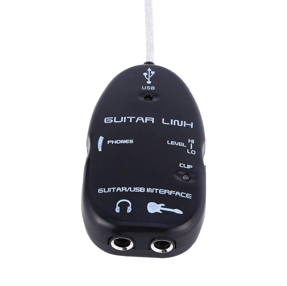 Crisis Interfaz Easy Link Guitar Link, Adaptador de Guitarra con Cable de Interfaz, Cable de Guitarra a USB USB Guitar Link para PC Adaptador de grabación Aprendizaje y práctica