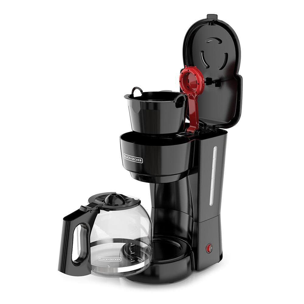 Cafetera Black & Decker, capacidad 12 tazas, jarra de vidrio, sistema de goteo, filtro papel, negro, modelo CM0915BK-LA