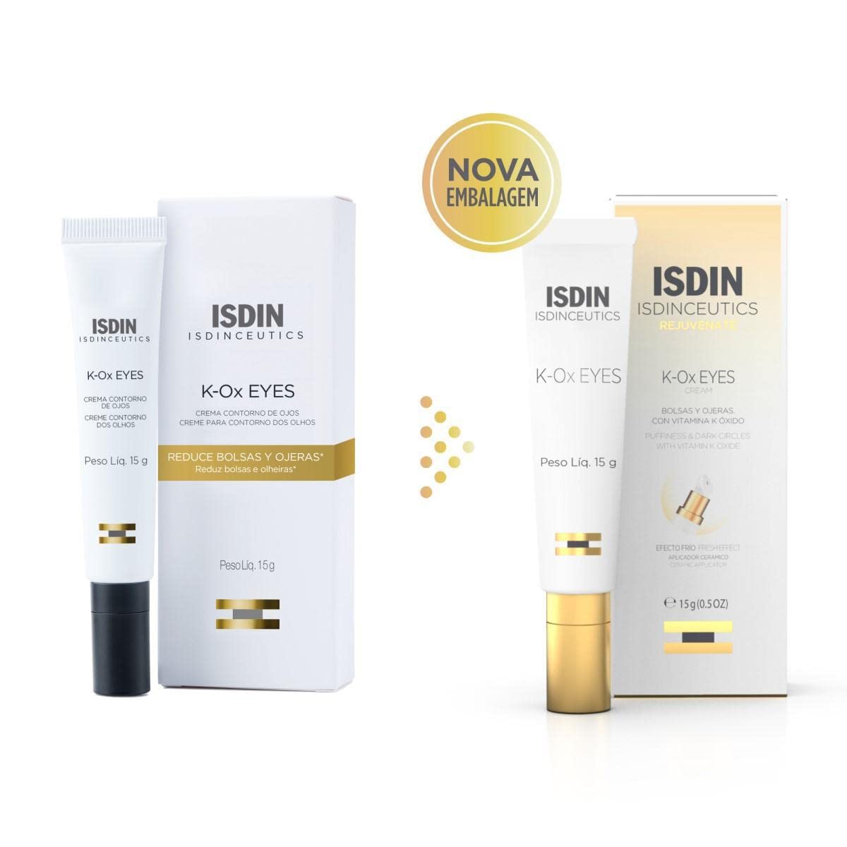 Isdinceutics Contorno de ojos K-Ox Eyes 15Ml + Fotoprotector Fusion Water SPF 50, Protector Solar Facial de fase acuosa para uso diario, Textura ultra ligera, 50 ml