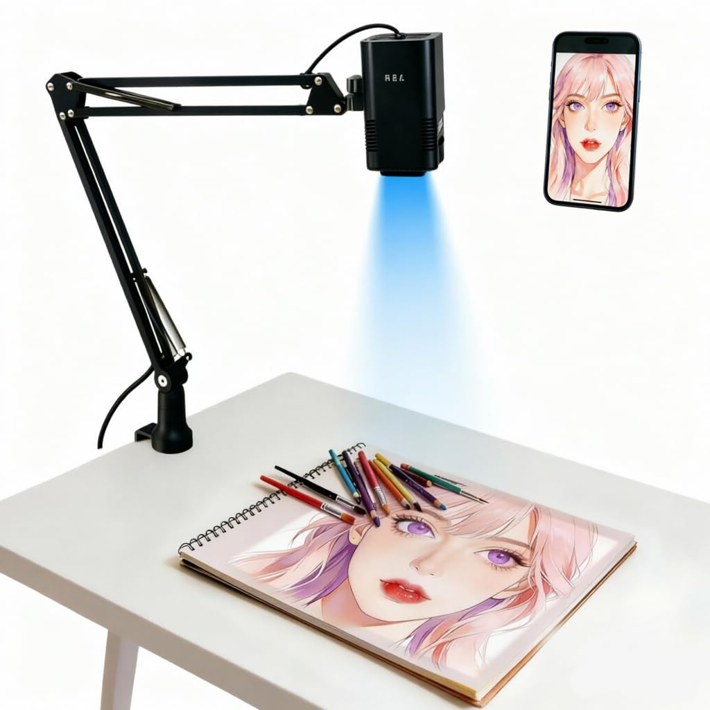 Proyector de arte para trazar, dibujo de arte inteligente, pintura de imagen, proyector óptico con soporte, lona de pared de computadora para artistas y niños