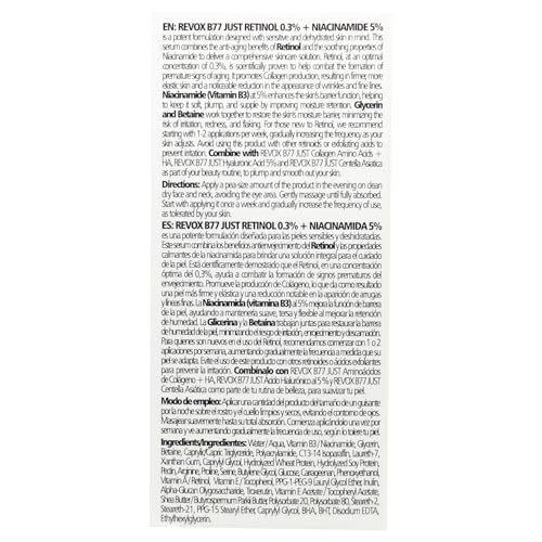 REVOX B77 JUST RETINOL 0.3% + NIACINAMIDA 5% SUAVIZANTE 30ML