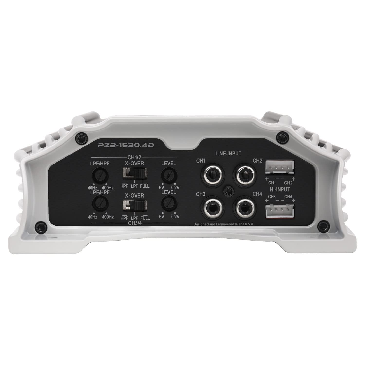 Crunch PZ2-1530.4D POWERZONE - Amplificador de coche de 4 canales, 1500 W, control remoto de graves incluido
