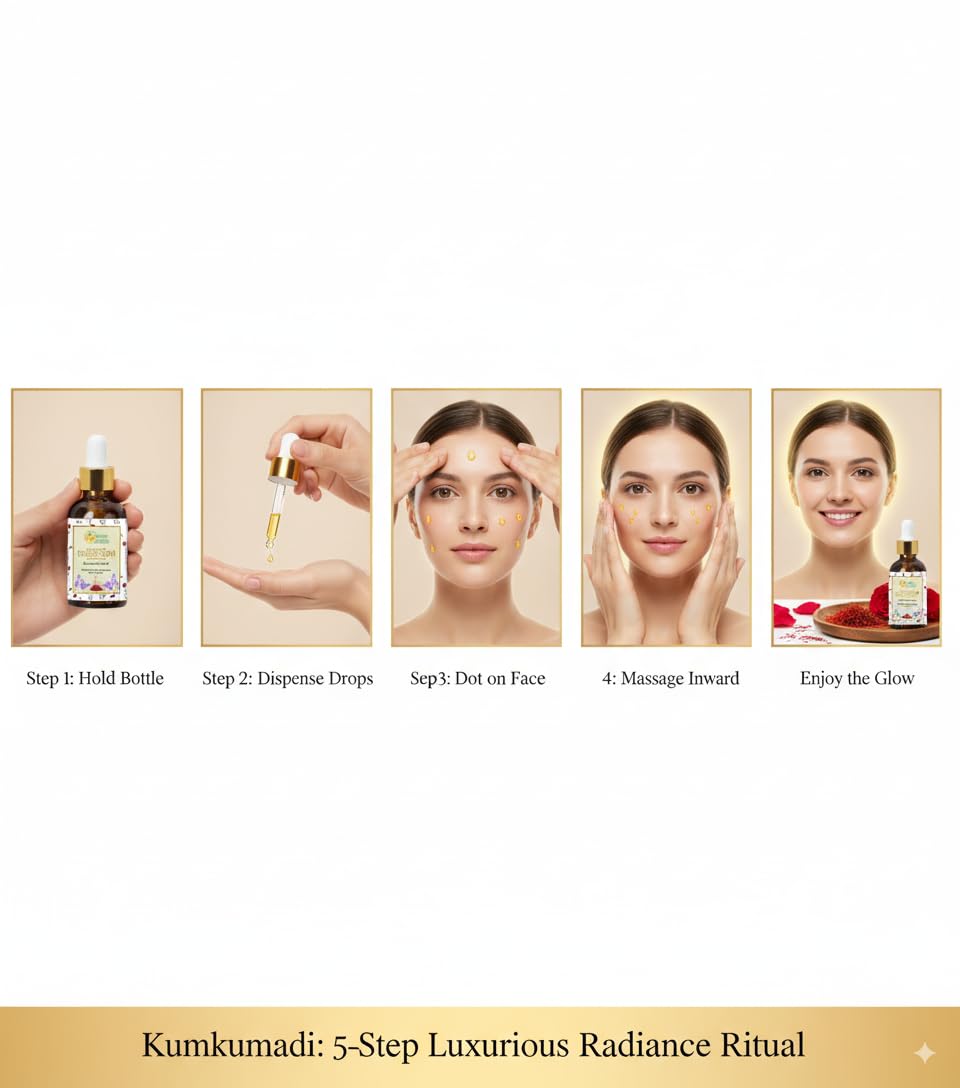 Herbs Botanica Kumkumadi Oil Pure Ayurveda Face Oil Anti Aging Face Serum with Saffron, Radiance Glow Serum Face Moisturizer 26 Herbs 30 Ml