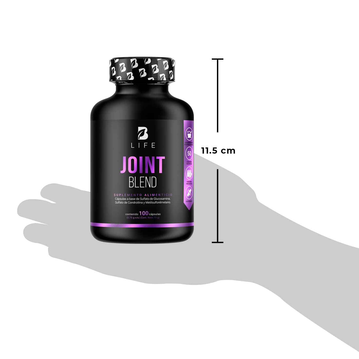 Glucosamina, Condroitina y MSM 100 Cápsulas 1500 mg por porción. Ingredientes Naturales. Joint Blend B Life.