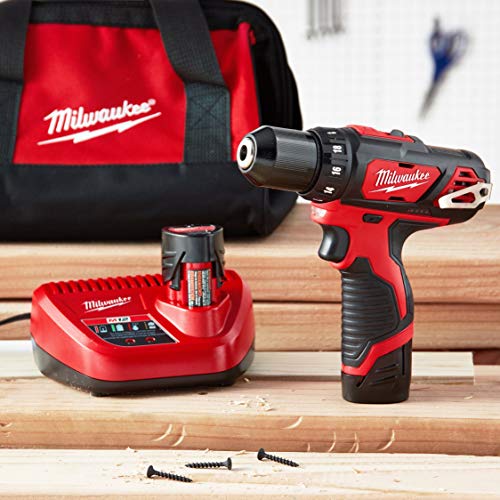 Milwaukee M4 2407-22 Taladro Atornillador Inal 3/8" 12 V 450-1500 Rpm 250 In/Lb Inal 2 Bat M12 Cp1.5 Carg Bolsa