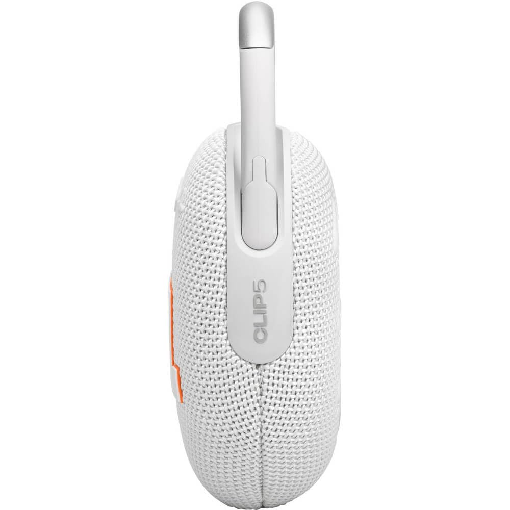 JBL Clip 5 - UltraJBL Clip 5 - Bocina Bluetooth ultra portátil, impermeable y a prueba de polvo, sonido profesional con graves potentes, mosquetón integrado, hasta 12 horas de reproducción (blanco