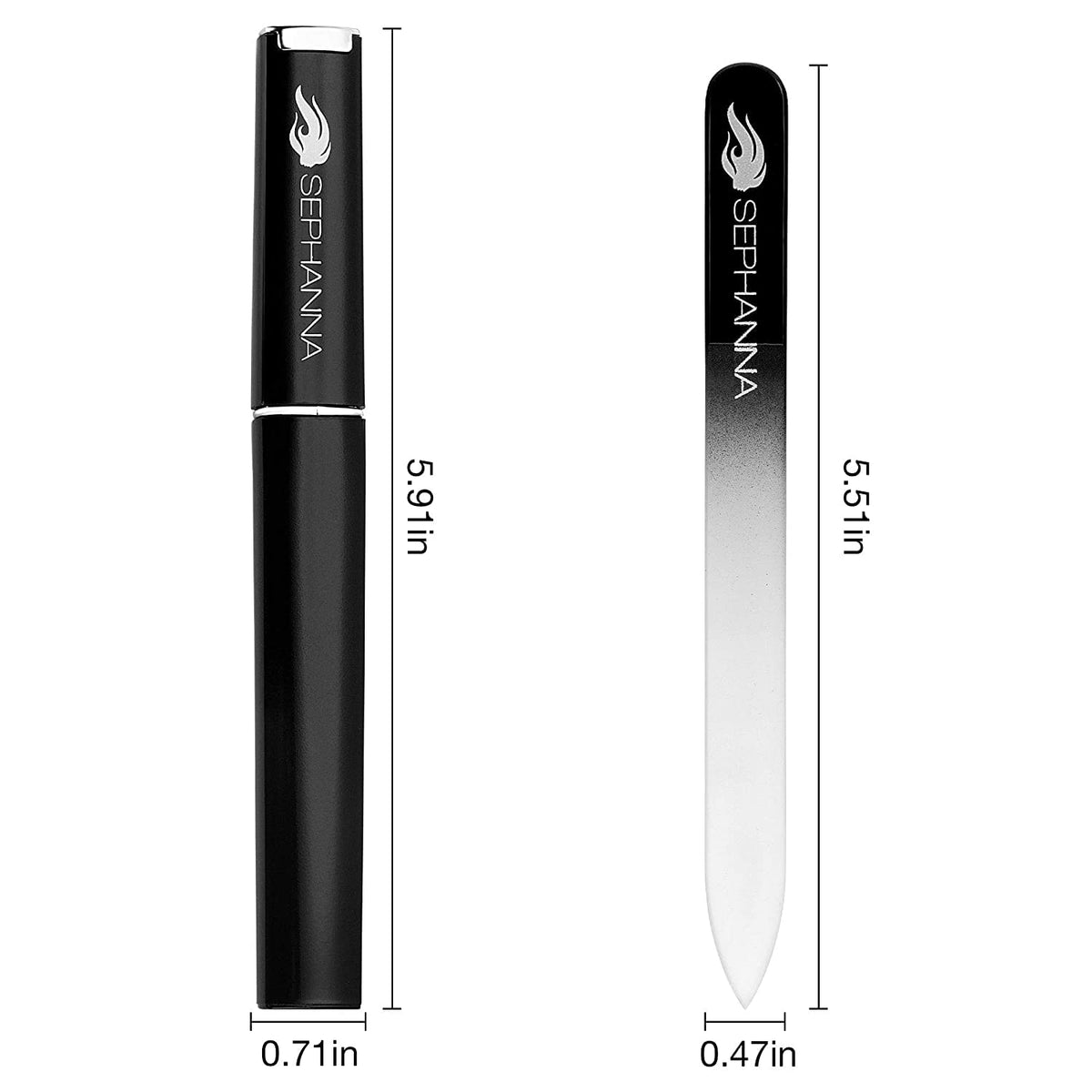 Sephanna Lima de uñas de cristal unisex de alta calidad, lima de uñas de cristal portátil con estuche para manicura y pedicura, acabado suave para uñas naturales y acrílicas (paquete de 3)