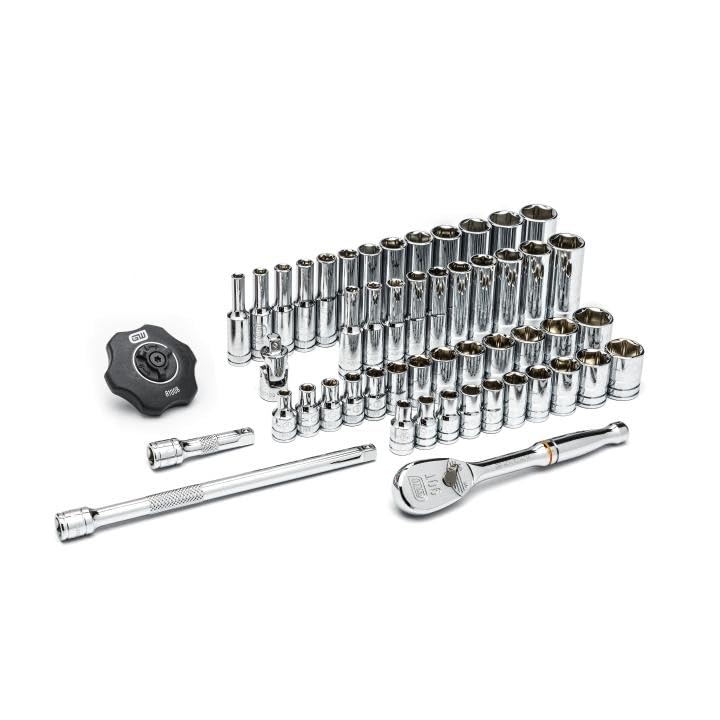 GEARWRENCH GEARWRENCH - Juego de herramientas para mecánica (54 piezas, 1/4", 6 puntos, métrico estándar y profundo)