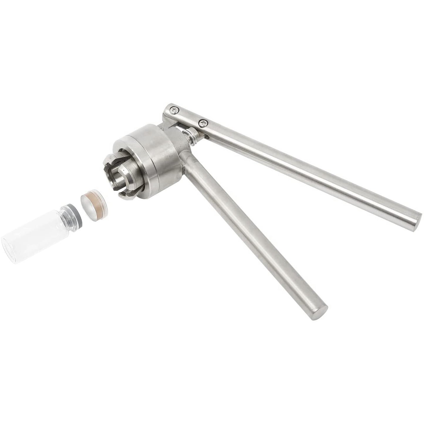 HighFree 20 mm Vial Crimper Manual Sealer Hand Sealing Machine with 10 Set of 10ml Vials + Stopper + Caps, Hand held Capping Machine Bottle Capper Machine