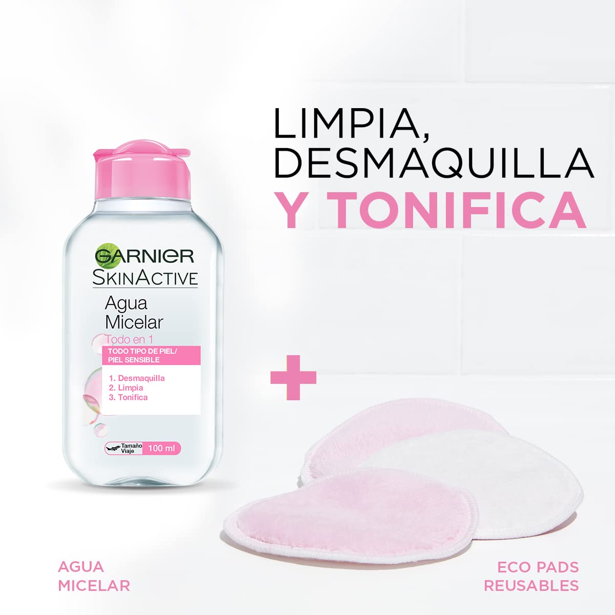 CeraVe Gel Limpiador Espumoso |473ml| Limpiador diario para piel mixta, grasa o con acné | Libre de fragancia + Garnier Skin Naturals Face Agua micelar Desmaquillante, 100 ml, Paquete de 1