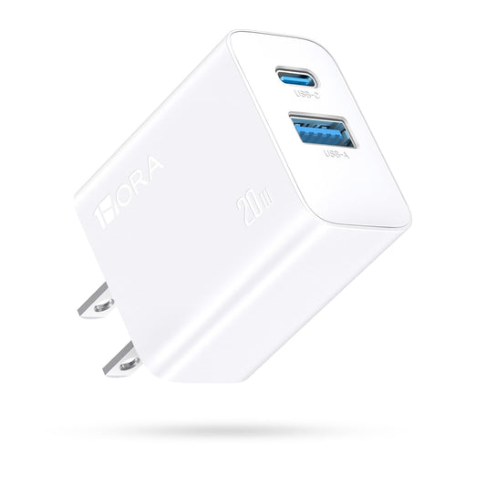 1 Hora Cargador de Carga Rápida 20W 2 en 1 Cargador Tipo C PD 20W + USB A QC 18W, Compatible con IP 15 14 13 Pro MAX XS, Galaxy S23 / S22 / S21+ / Note 10, iPad Pro, Google Pixel