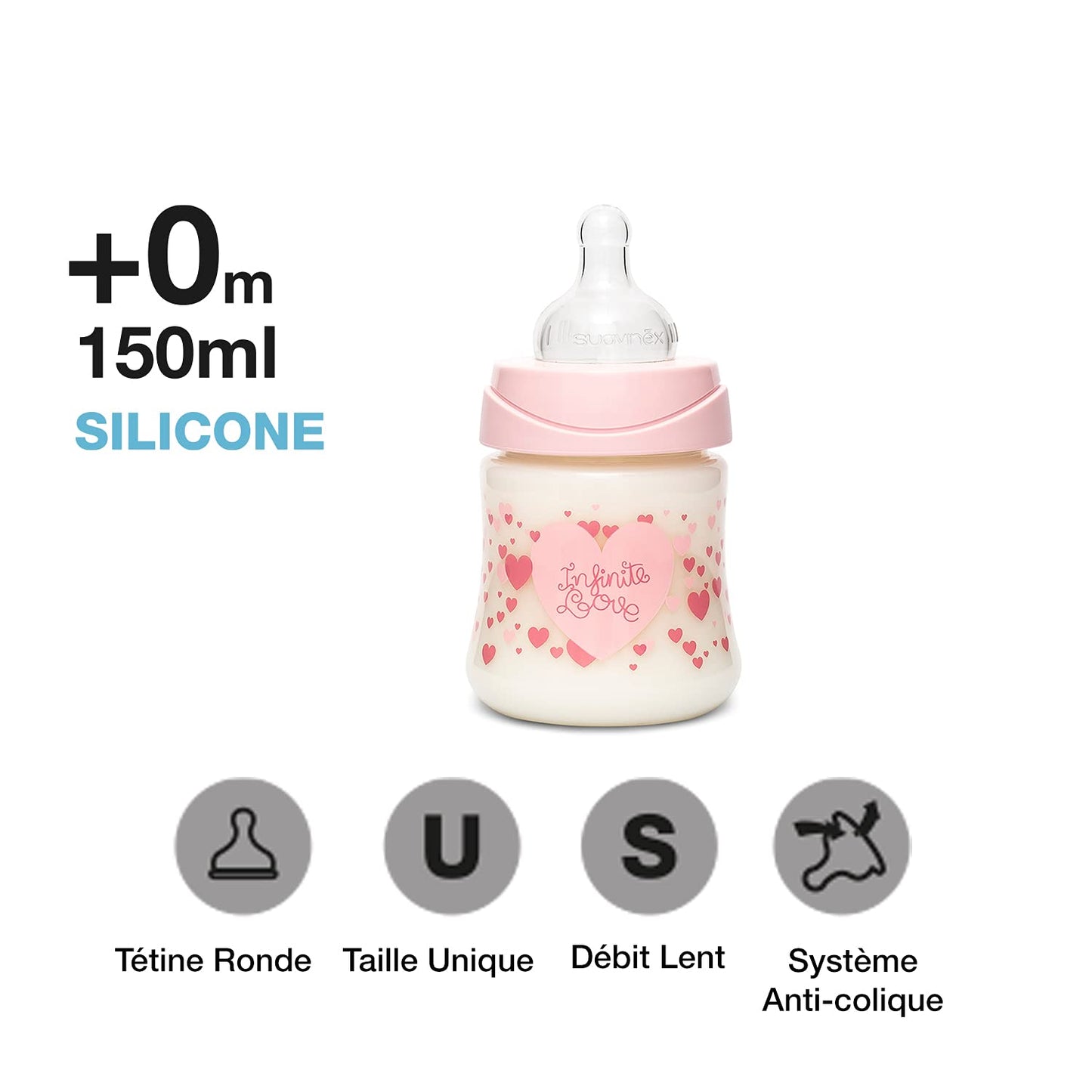 Set Biberón SUAVINEX Rosa Infinite Love para Bebé