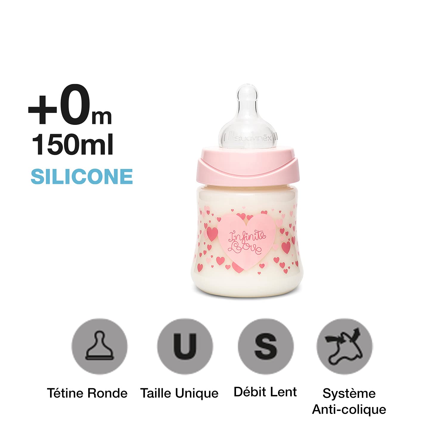 Set Biberón SUAVINEX Rosa Infinite Love para Bebé