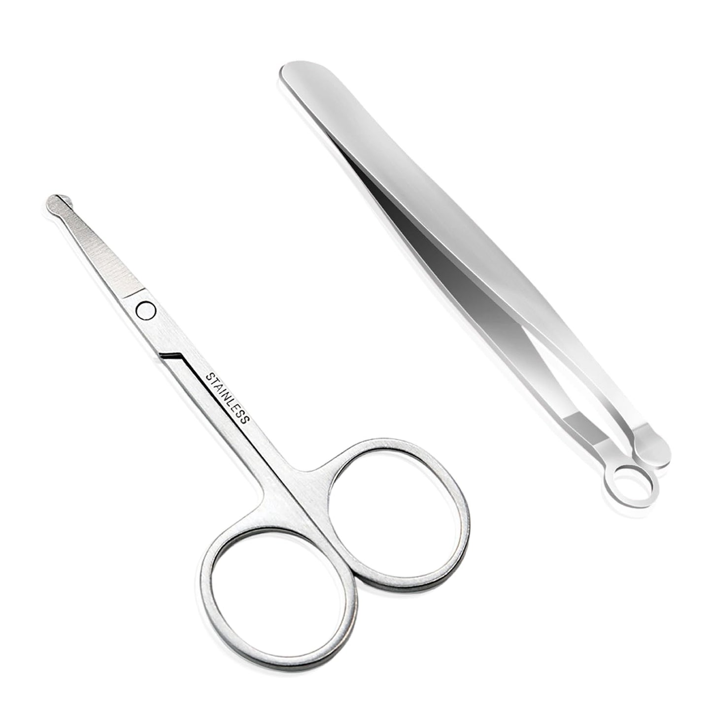 Hysotok - Cortapelos para nariz, tijeras de pelo de acero inoxidable para nariz, punta redonda, fácil de cortar, pinzas para recortar el pelo de nariz, cejas para hombres y mujeres