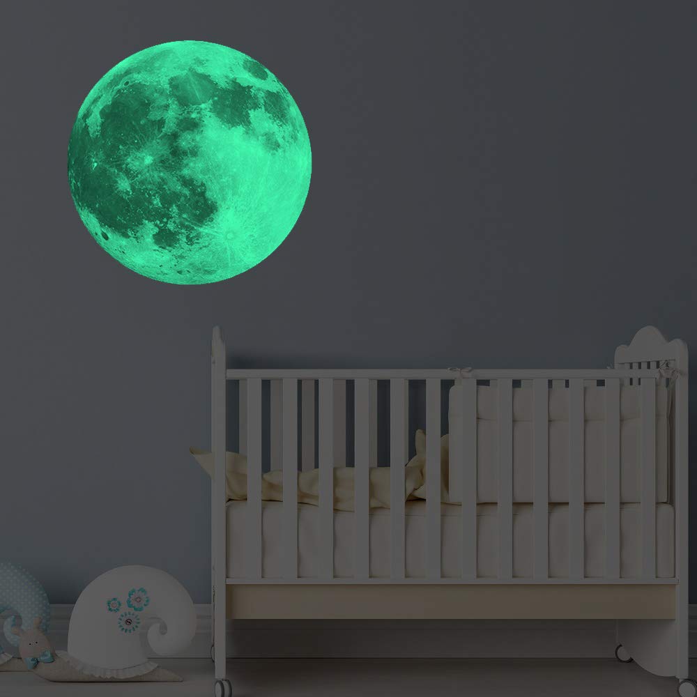 Yuyeran - Pegatinas luminosas para pared, diseño de luna, brillo en la oscuridad, para decoración de habitación, calcomanías de pared