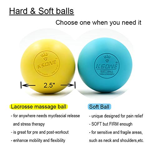 KSONE - Juego de bolas de masaje de lacrosse (rodillo de masaje muscular)