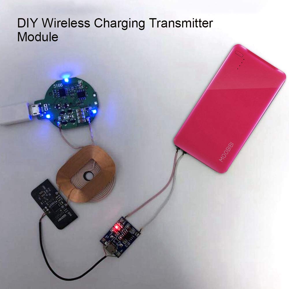 ASHATA Módulo de Receptor de Carga inalámbrico DIY Qi Módulo de Receptor de Carga inalámbrico Ultra Delgado Cargador de Bobina de Placa de Circuito, 5V 1A, Plug and Play