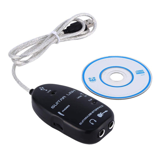 Crisis Interfaz Easy Link Guitar Link, Adaptador de Guitarra con Cable de Interfaz, Cable de Guitarra a USB USB Guitar Link para PC Adaptador de grabación Aprendizaje y práctica