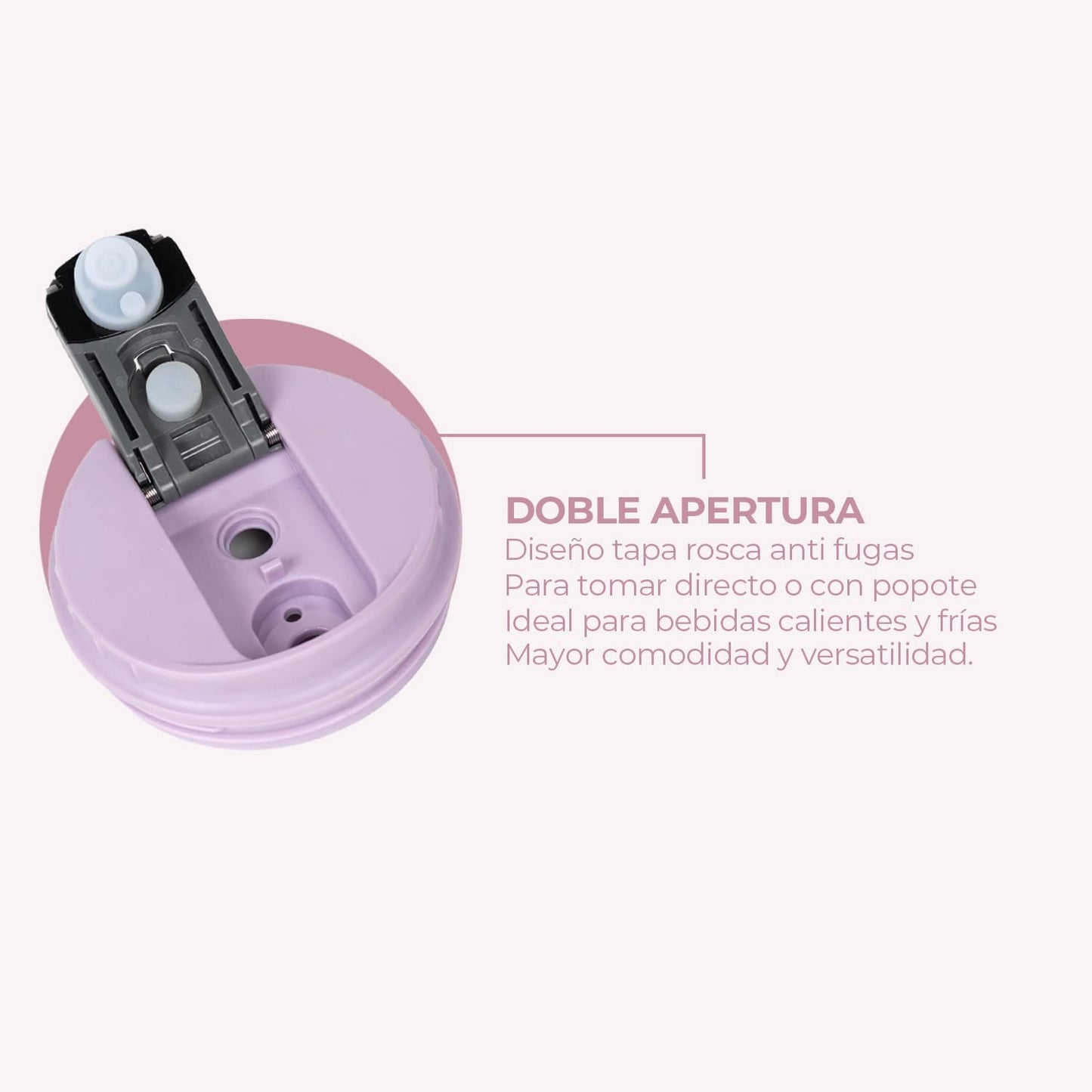 Buffer Flask - Vaso Térmico 1000 ml - Termo para Café y Agua de Acero Inoxidable - Tapa Anti Derrame y Fugas - Taza Tumbler Mug para Bebidas Frías y Calientes - Incluye Popote - Color Lila