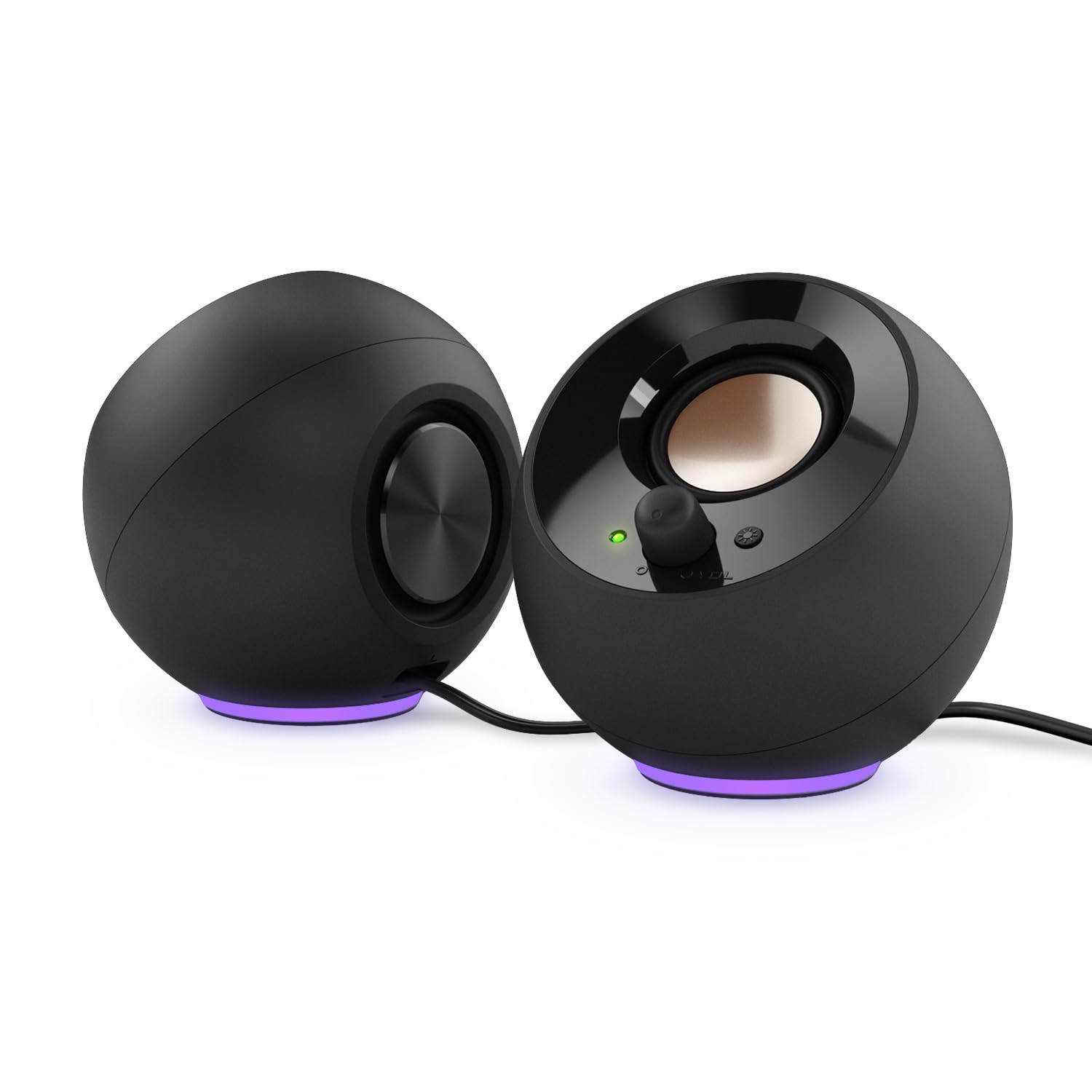 Creative Pebble SE - Altavoces minimalistas de PC con alimentación USB-C 2.0 con iluminación RGB, entrada auxiliar de 3.5 mm, hasta 4.4 W RMS de potencia para computadoras y portátiles (negro)