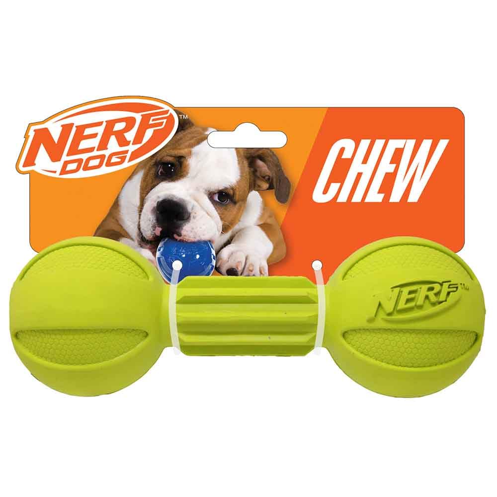 Juguete para Morder en Forma de Mancuerna Nerf Dog Verde Mediano