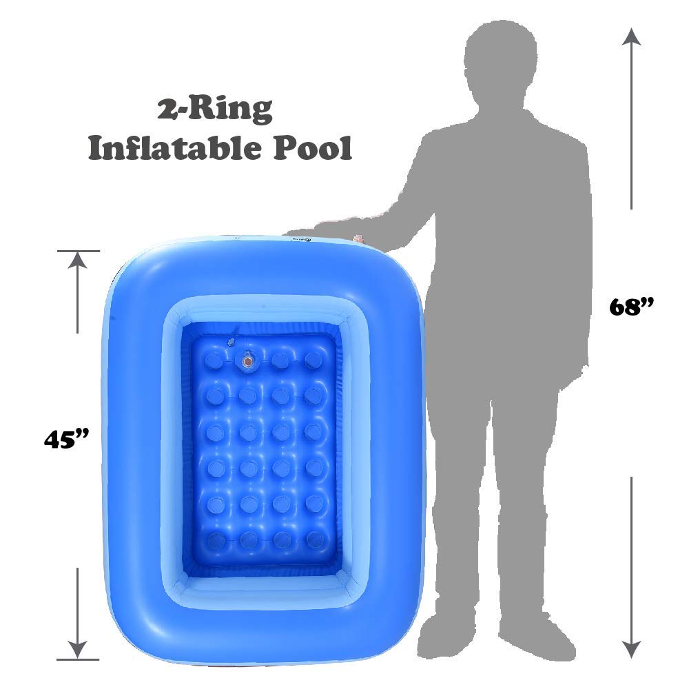 HIWENA Inflatable Kiddie Pool - Piscina para niños, 45" x 35" x 14", color azul