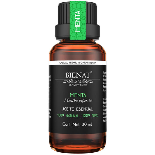 BIENAT AROMATERAPIA Aceite Esencial de Menta 30mL | 100% Puro y Concentrado | Ideal para Difusor de Aromas, Humidificador, Aromaterapia, Masajes, Meditación, Jabones y Velas | Esencia Natural en Gotas