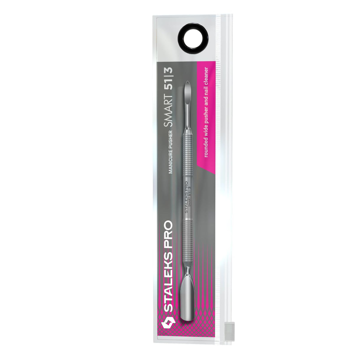 Staleks Empujador De Cutículas Y Limpiador De Uñas Pro Manicure Pusher Smart 51 Tipo 3 – Herramienta De Acero Inoxidable De Doble Punta