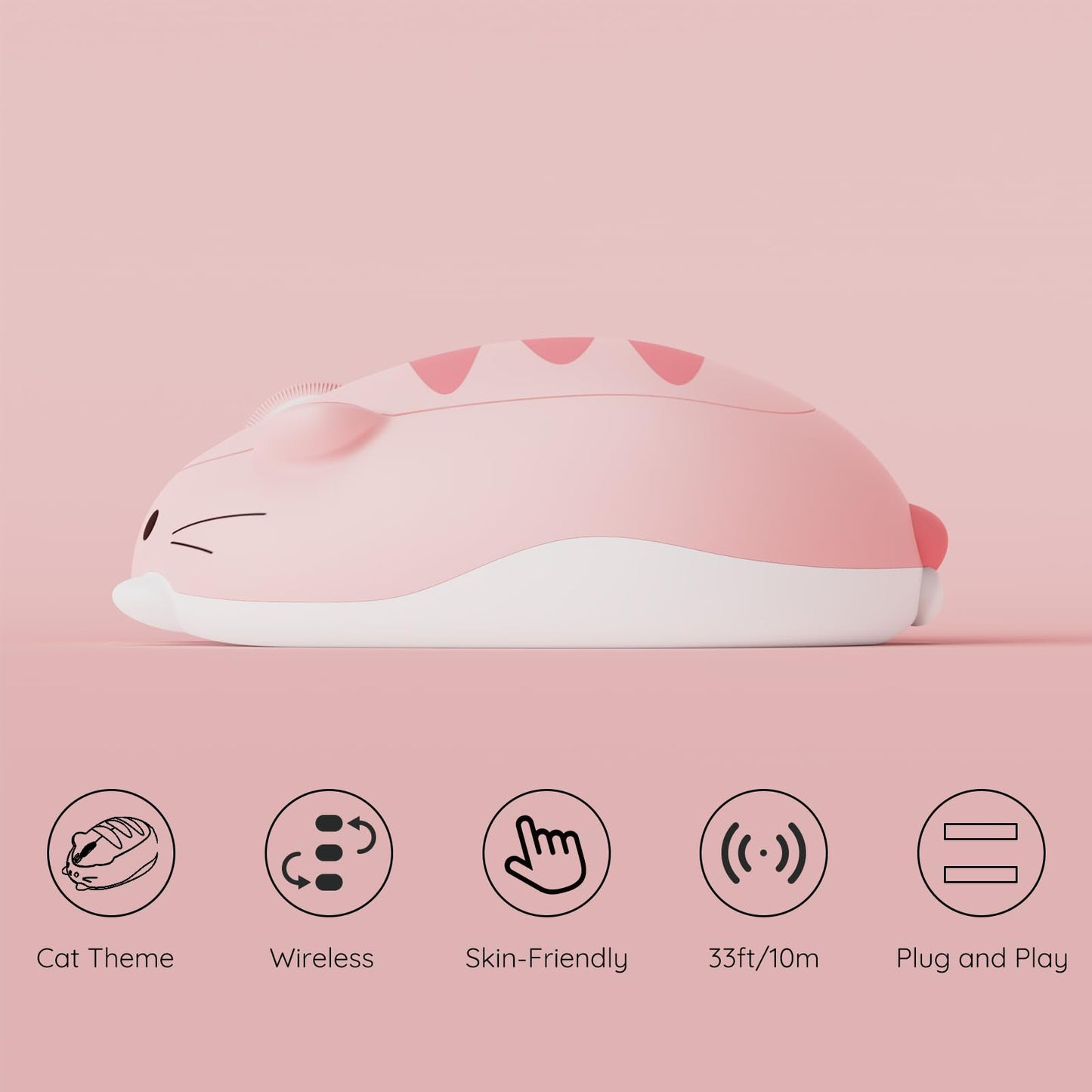 Mouse inalámbrico Akko Angie naranja temática de gatos para juegos