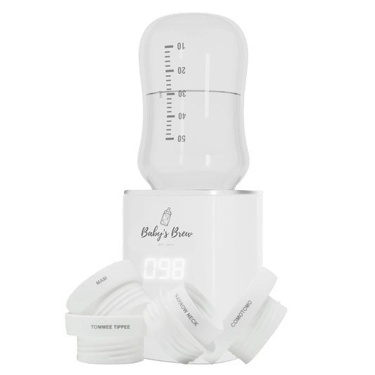 Calentador de Biberones Baby's Brew Blanco Recargable y a Prueba de Fugas para Leche Materna y Fórmula