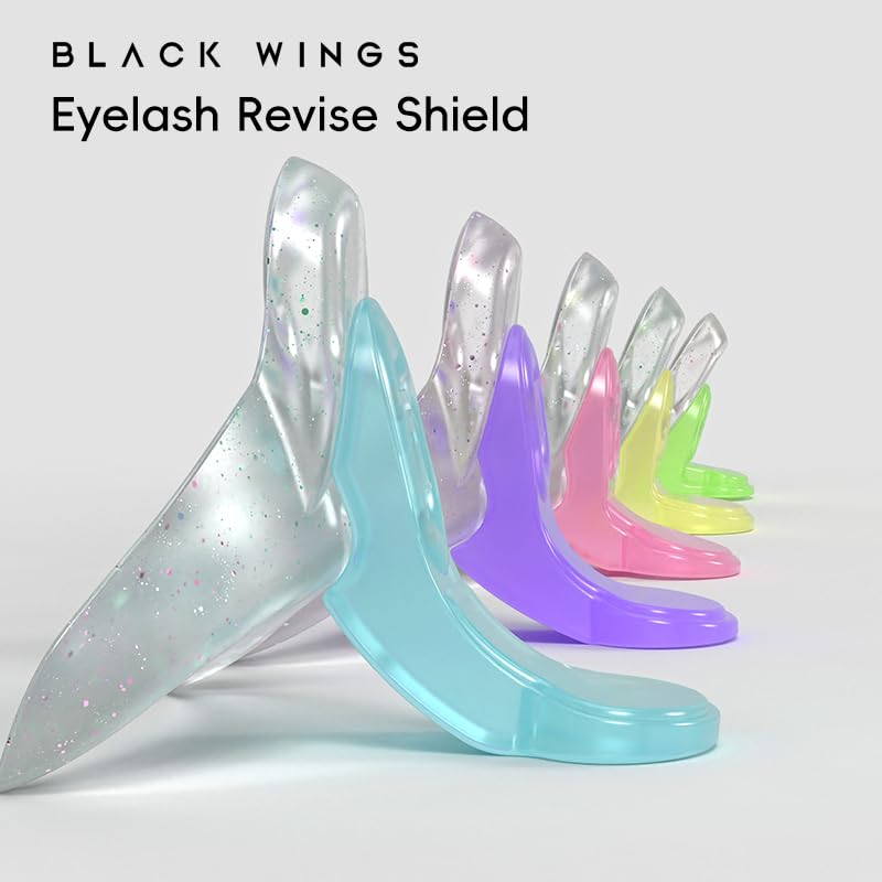 BLACKWINGS - Almohadilla de revisión de pestañas, 5 tamaños, protectores de fijación de pestañas, reutilizable, separador de pestañas, herramienta de elevación de placas de silicona con caja