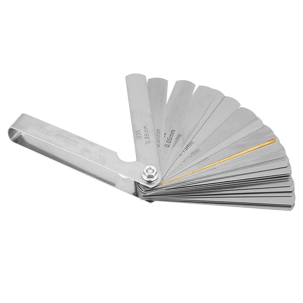 Galga de Espesores, Galga de Espesores de Acero Inoxidable de 0,04-0,88 Mm Herramienta de Inspección de Soldadura con Regla Métrica e Imperial de 89 Mm, Galgas de Espesores