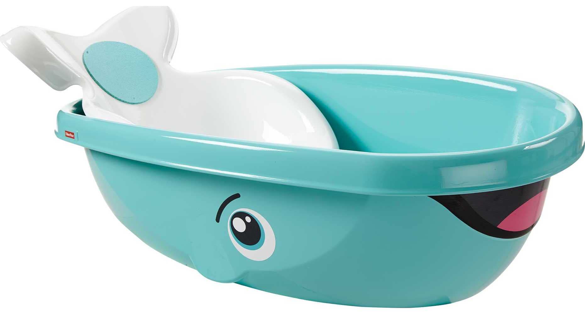 FISHER-PRICE, Ballena Hora del Baño, Bañera para Bebés, Baby, Etapa de Desarrollo, Incluye un cómodo asientos y un suave reposacabezas de espuma, Cabe en la mayoría de las bañeras y lavabos