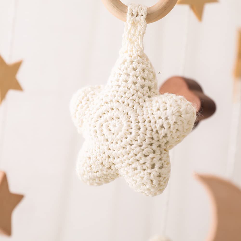 Lindo móvil para cuna con brazo móvil para cuna y caja de música para cuna de bebé, soporte móvil para cuna – Móvil neutro para decoración de guardería, móvil colgante móvil para decoración del hogar