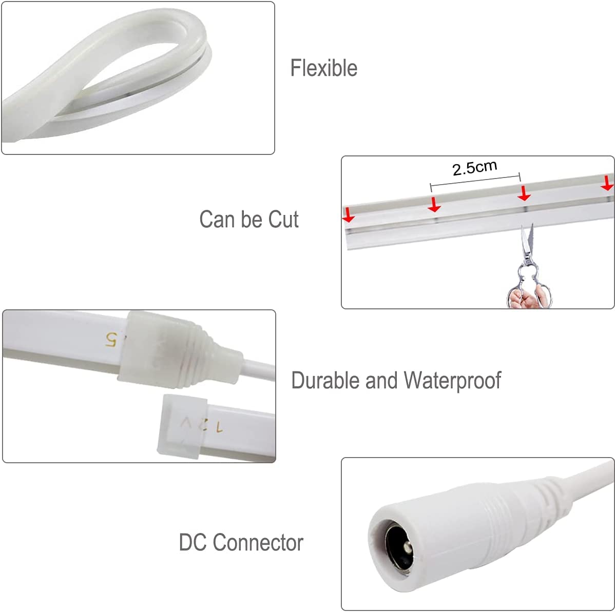 Luces LED Neón ADOOCA Rojo 5M 600 LED Flexibles Regulables para Decoración Interior y Exterior