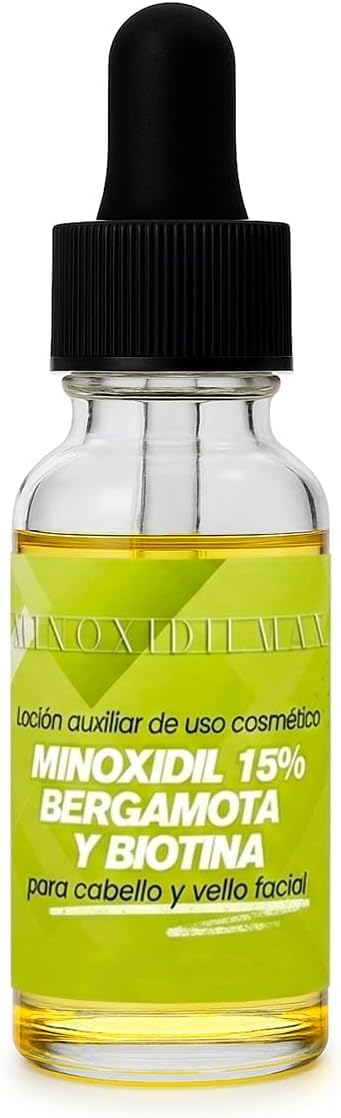 Tratamiento Cosmético Minoxidilmax Bergamota Loción y Crema Crecimiento de Cabello y Barba Minoxidil 15% Biotina