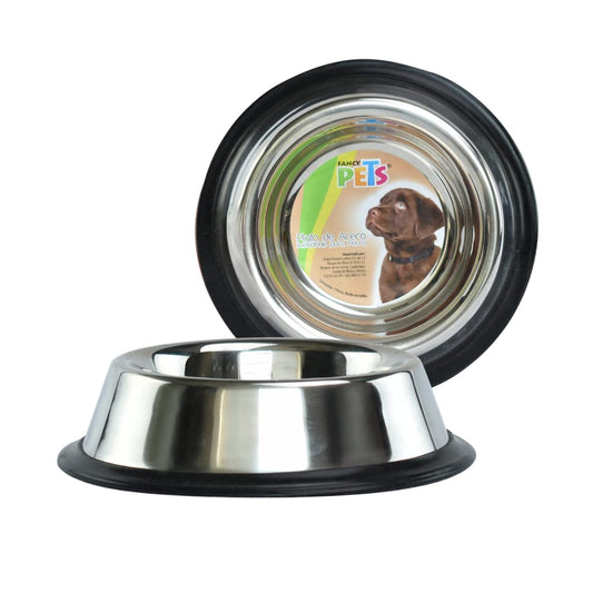 Plato de Acero Fancy Pets Azul con Antiderrapante para Perro