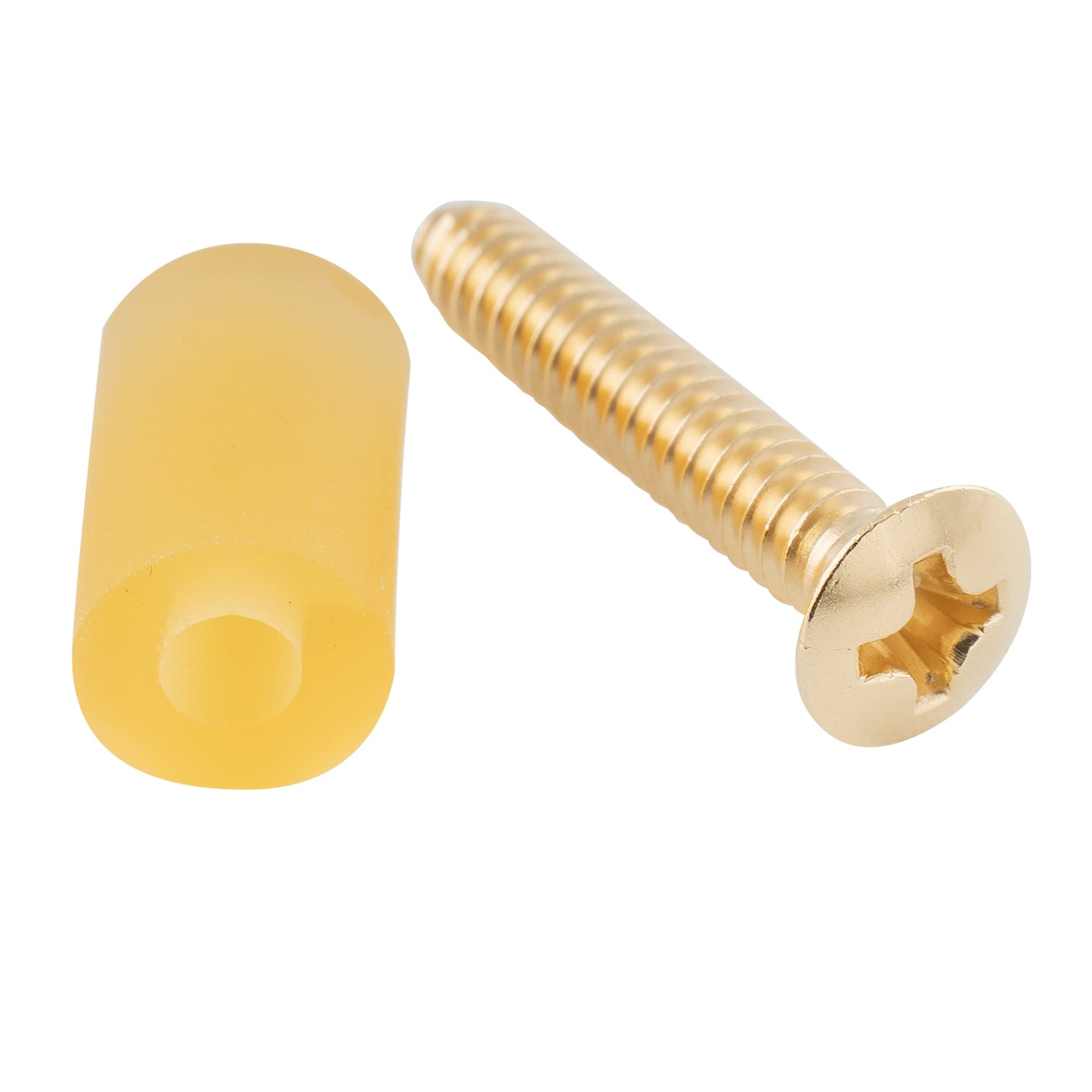 Musiclily Ultra UNC#6-32X3/4 Pulgadas Acero Inoxidable Tornillos y Tubo Goma de Pastilla Single Coil para Guitarra Eléctrica tipo Fender Strat USA/Mexico, Dorado (Set de 6)