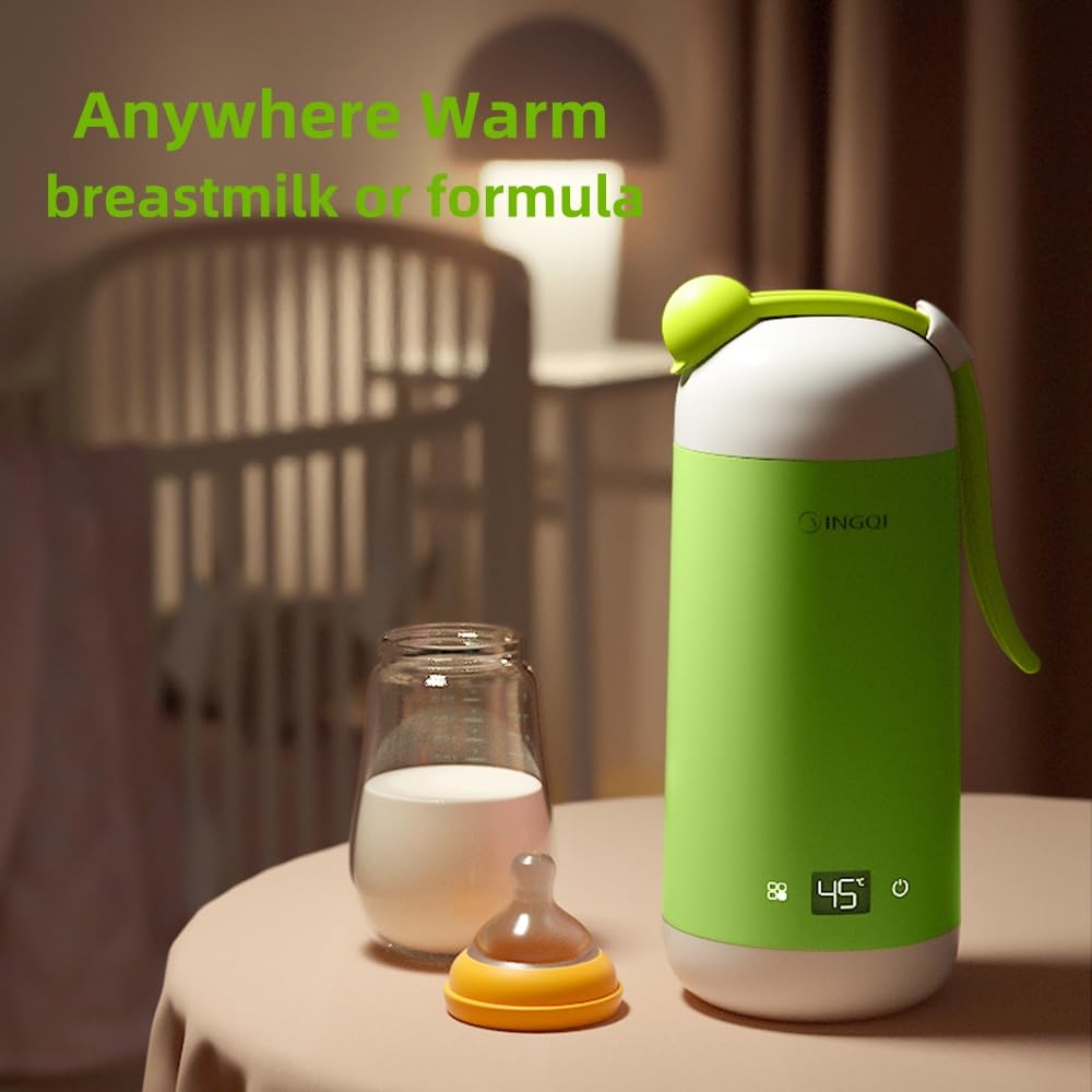 Calentador de biberones portátil, recargable por USB e inalámbrico para fórmula, leche materna o agua, capacidad de 10 onzas con temperatura ajustable y función de mantener el calor, ideal para viajes