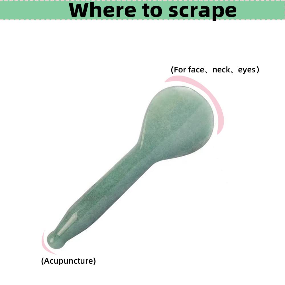 Jade Gua Sha herramientas de masaje, herramienta facial 100% natural verde gua sha anti envejecimiento de la piel facial SPA para rejuvenecer la piel, antiarrugas y antienvejecimiento, C