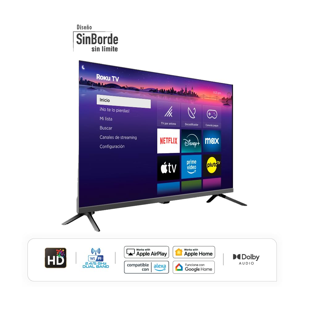 Hyundai HYLED3257RIM TV 32” Pulgadas HD Smart TV, Dolby Audio, WiFi Dual Band, Sistema Operativo Roku. Compatible con Alexa, Apple Air Play y Google Home, Diseño Border Less (2025)
