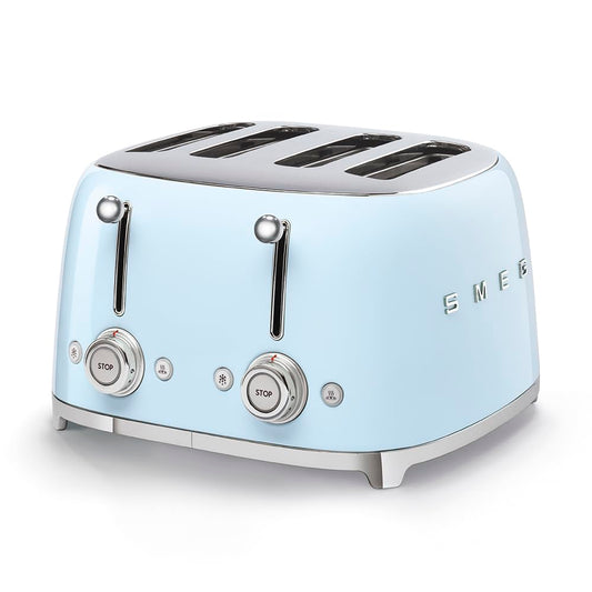 Smeg Tostador 2x2 4 Rebanadas color Azul Pastel, Pequeño, Azul
