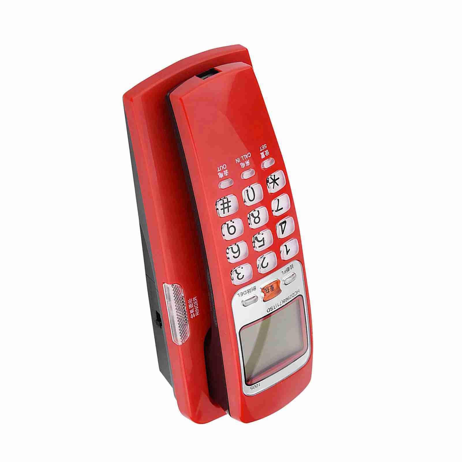 Yoidesu FSK/DTMF Teléfono con Cable Identificación de Llamada Fijo Teléfono de Pared Teléfono Fijo para el Hogar(Rojo)