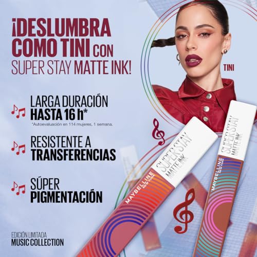 Labial Líquido Matte, Super Stay Matte Ink Music Collection, Lover, Maybelline NY
