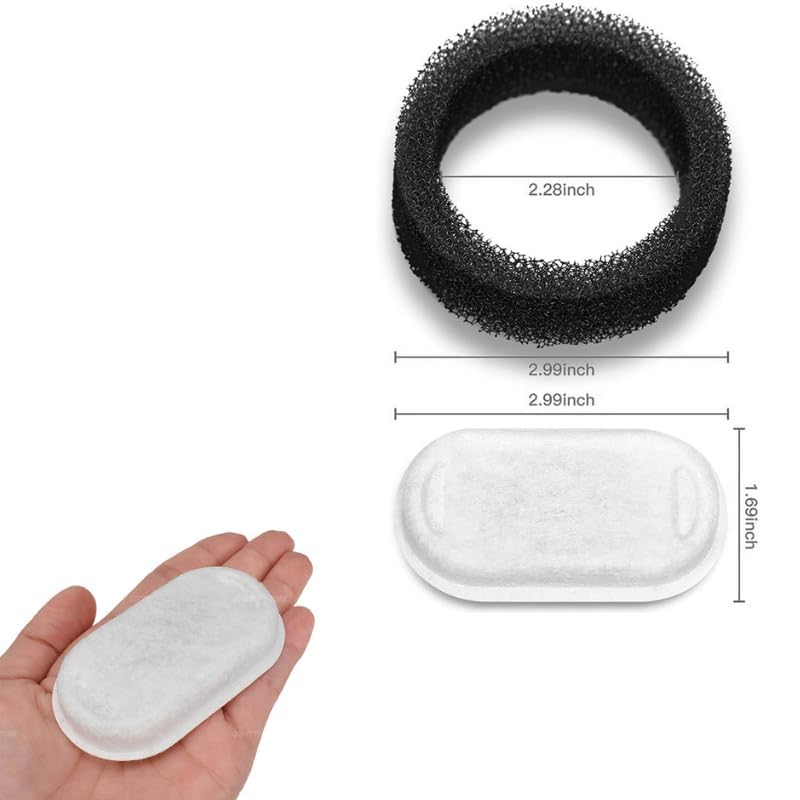 Filtros de fuente de agua para gatos, 12 filtros con 12 esponjas, filtros de repuesto para fuente de agua de acero inoxidable para gatos PLWF003 y PLWF006
