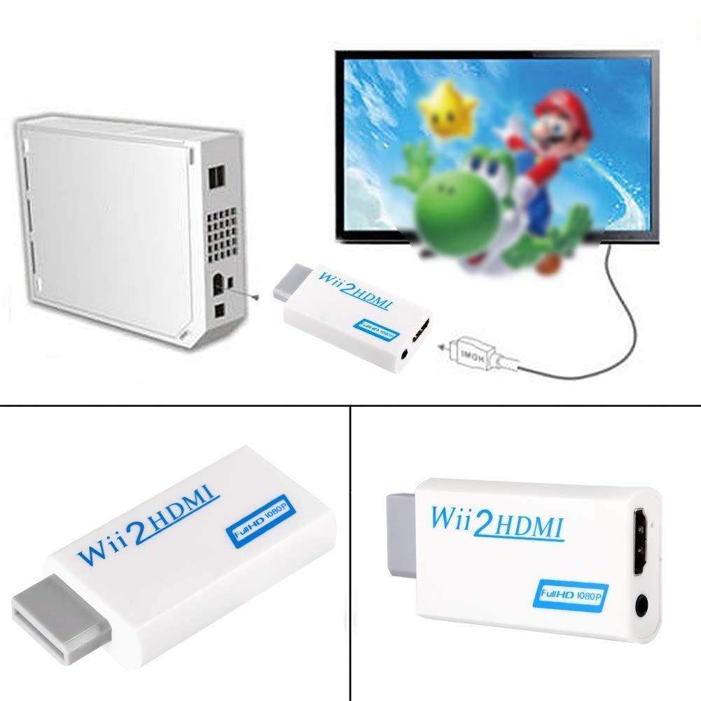 Ciglow para Wii a convertidor hdmi para Wii a HDMI 720P/1080P Salida de Audio y Video de 3.5 mm para Todos los Modos de visualización de Wii
