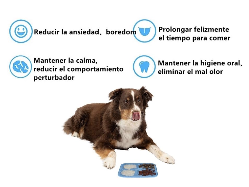 Almohadilla de Alimentación con Ventosas Antideslizantes para Perros y Gatos, Incluye Espátula de Silicona, Alivio de Ansiedad y Entrenamiento
