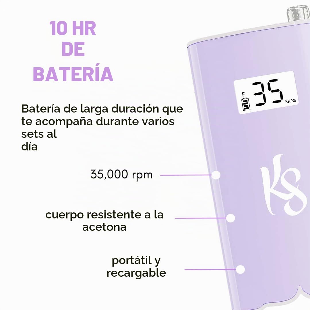 Taladro de Uñas Portátil Kiara Sky Morado Recargable e Inalámbrico